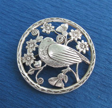 Antique Sterling Silver Bird Brooch