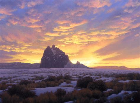 Winter Sunset at Shiprock Painting by John Cogan - Fine Art America