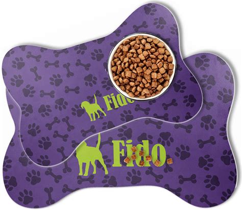 Custom Pawprints & Bones Bone Shaped Dog Food Mat (Personalized) | YouCustomizeIt