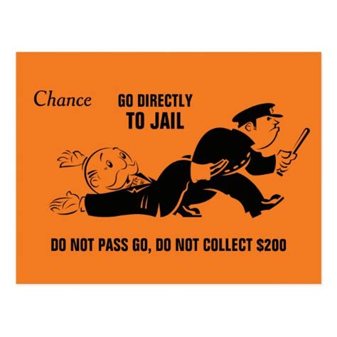 Vintage Monopoly Go To Jail Postcard | Zazzle.com