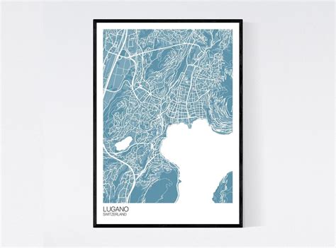 Lugano Switzerland Map Art Print Many Colours 350gsm Art - Etsy