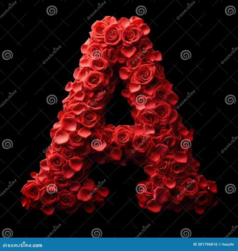 Letter a from the Alphabet Made of Red Roses and Petals. Stock ...