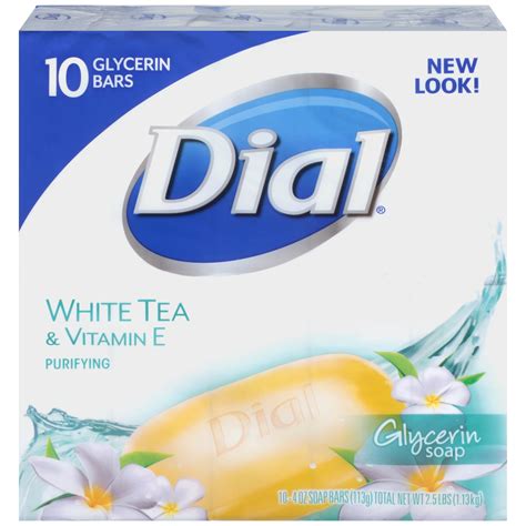 Dial Glycerin Bar Soap, White Tea & Vitamin E, 4 Ounce Bars, 10 Count ...