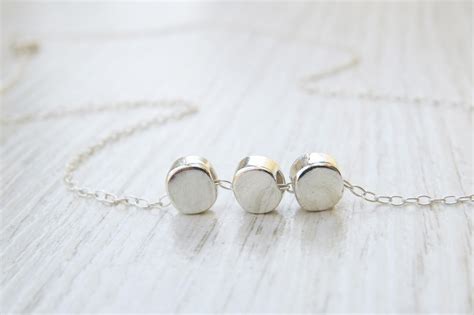 Silver Necklace, Silver Nugget Necklace, Round Necklace, Delicate Silver Necklace, Jewelry Gift ...