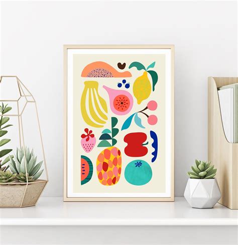 Summer Fruit Print Minimalist Fruit Art Mid Century Modern - Etsy