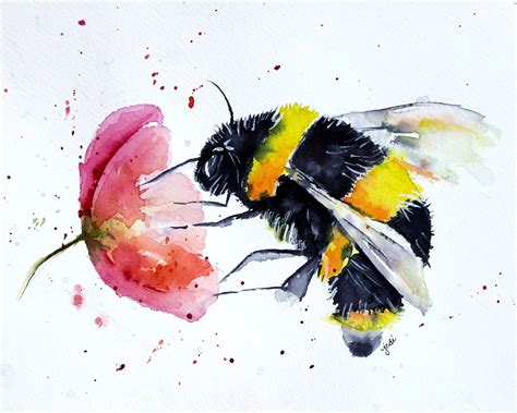 Bumble Bee Watercolor at PaintingValley.com | Explore collection of ...