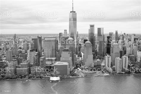 New York Skyline From Above Black And White Image Manhattan ...