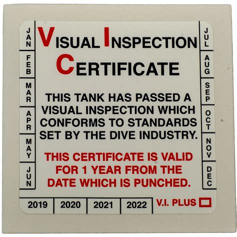 Visual Inspection Certificate Inspection Sticker | Scuba