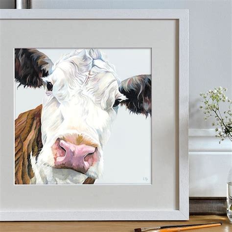 Hereford Cattle Art Print Cow Painting Farmhouse Decor - Etsy