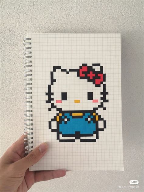 Graph Paper Drawings, Graph Paper Art, Mini Drawings, Art Drawings Simple, Pixel Art Hello Kitty ...