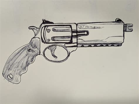 Revolver Gun Pencil Drawing