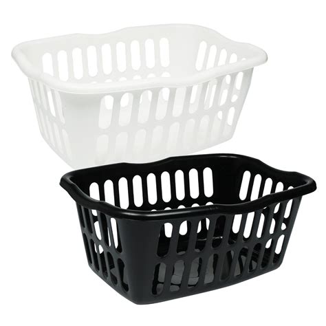 Wholesale Rectangular Plastic Laundry Basket- 22.71"- 2 Asst BLACK WHITE