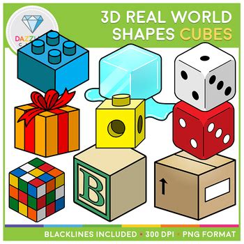 3D Shapes Real Life Objects Clip Art: Cubes | 3d shapes, Shapes ...