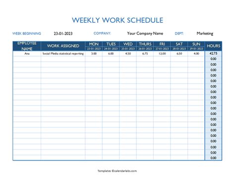 Work Schedule Maker Free Printable - Infoupdate.org