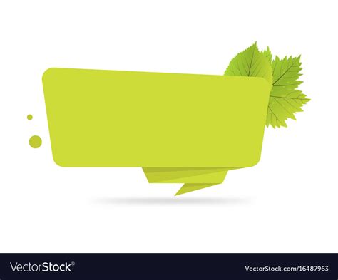 Green paper origami banners with leaves template Vector Image