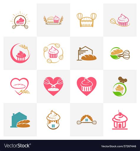 Set bakery logo design creative bakery logo Vector Image