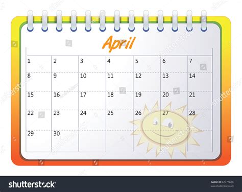 Cartoon Vector Illustration April Calendar Stock Vector (Royalty Free ...