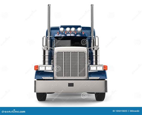 Dark Blue Semi - Trailer Truck - Front View Stock Illustration ...