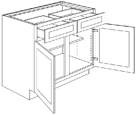 RTA Base Cabinet 48" x 34.5" x 24" Summit Craftman White