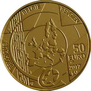 Belgian Gold 50 Euro "Antwerp Central Station" 2017 | coinscatalog.NET