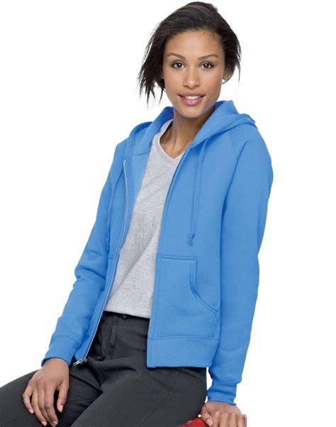 Hanes - W280 Ecosmart Cotton-Rich Full-Zip Hoodie Women Sweatshirt Size 2 Extra Large, Carolina ...