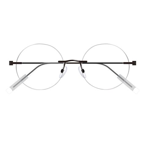 Prescription Eyeglasses Rimless Round Titanium Glasses Women Men ...