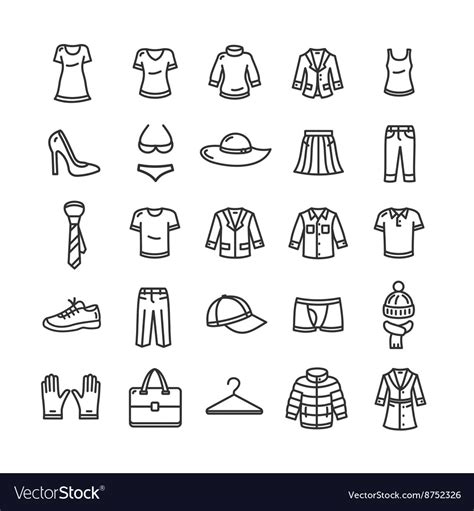 Clothes icon set Royalty Free Vector Image - VectorStock