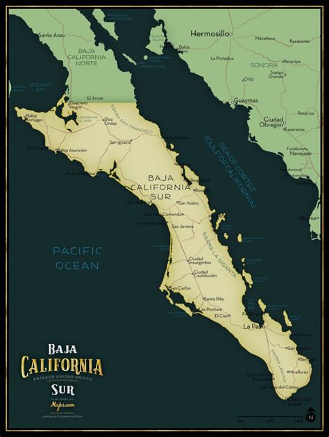 Baja California Sur Limited Edition Map - Maps - Baja California Norte ...