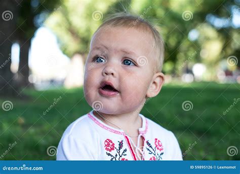 Funny Kid with the Big Eyes Close Up Stock Photo - Image of adorable ...