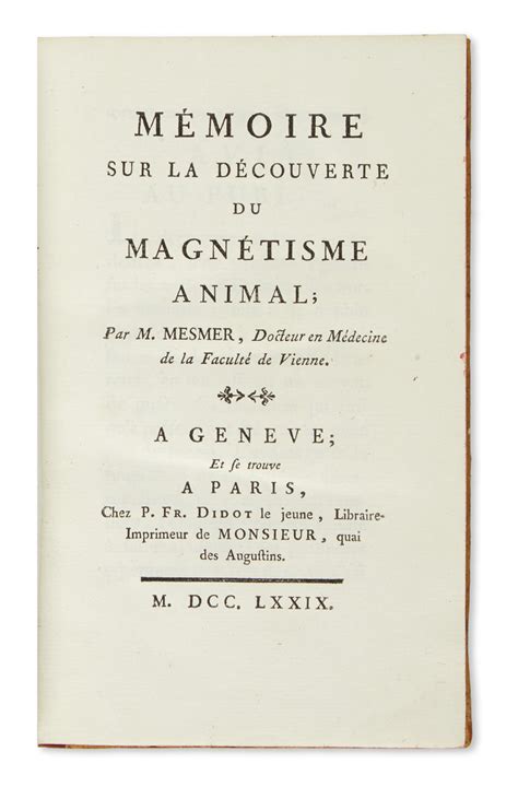 (ANIMAL MAGNETISM.) Mesmer, Franz Anton - auctions & price archive