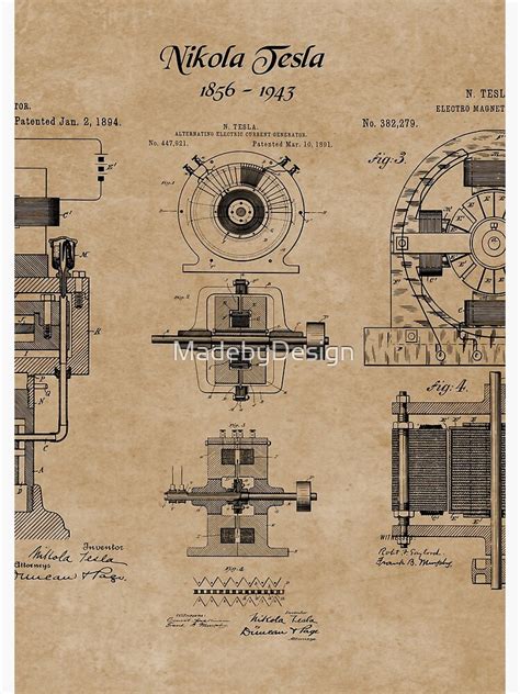 "Nikola Tesla Electric Generator Inventions Patent Blueprints" Spiral Notebook for Sale by ...