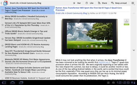 Tablet Support Comes to Google Reader App in New Update