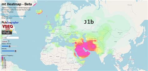 mtDNA Haplogroup J1 Relative Frequency Maps – Mygrations