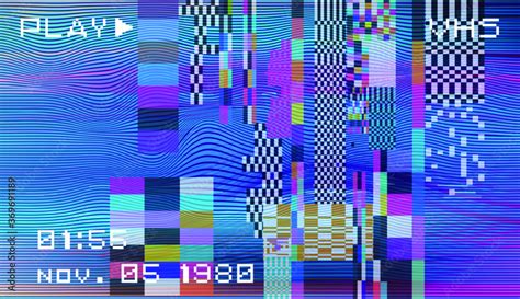 Retro VHS background with Glitch art effect. Vector illustration in ...