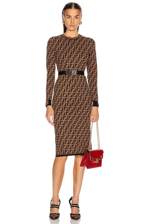 FENDI - dress - Longsleeve FF Midi Dress | Fendi dress, High fashion outfits, Fendi dress outfit