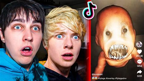 Reacting to TERRIFYING Tik Toks | Sam and Colby - YouTube