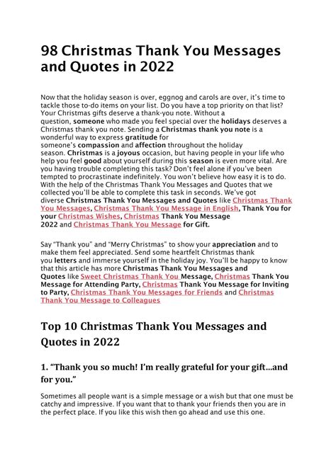 98 Christmas Thank You Messages and Quotes in 2022 by Nwishes1 - Issuu