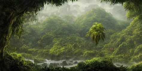 view of a jungle planet with lush vegetation and | Stable Diffusion