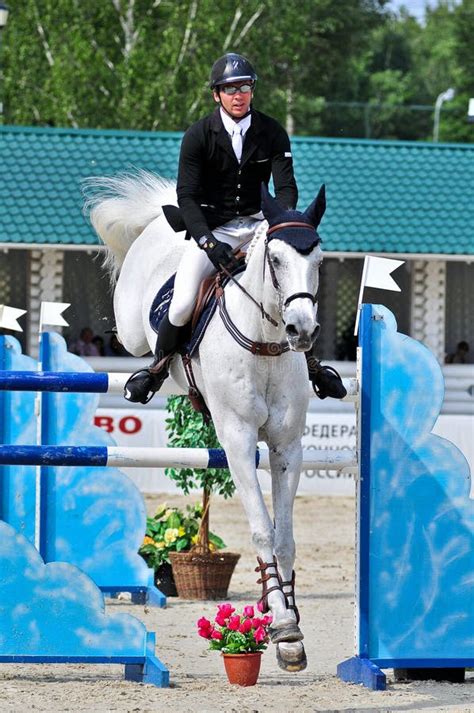 Rider on Gray Show Jump Horse Editorial Photography - Image of chestnut ...