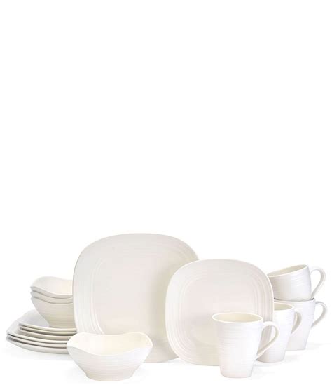 Mikasa Swirl White Square 16-Piece Dinnerware Set | Dillard's