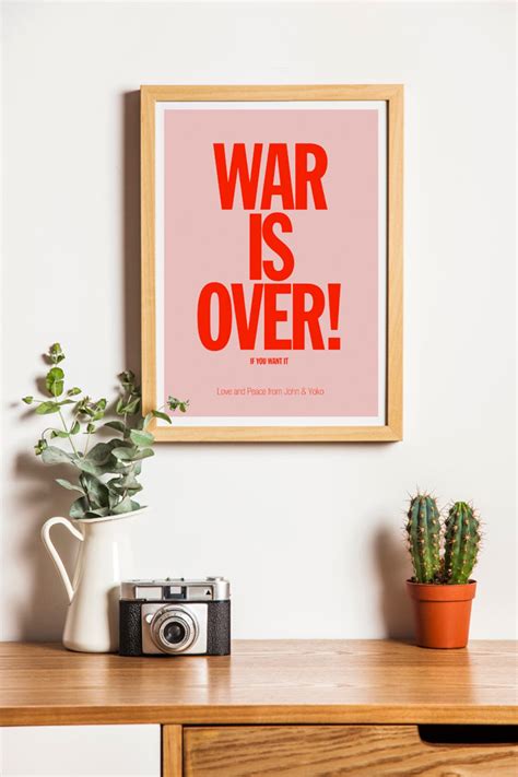 War is Over Poster War is Over Print 1970s Wall Art Pink - Etsy