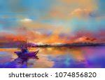 Boats Seascape Painting Sunrise Free Stock Photo - Public Domain Pictures