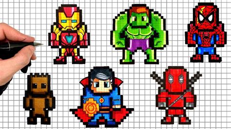 COMMENT DESSINER LES AVENGERS EN PIXEL ART - YouTube