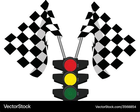 Traffic lights and finish start flag Royalty Free Vector