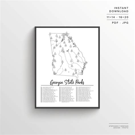 GA State Parks Map Printable Map Coloring Parks Map Georgia Parks GA ...