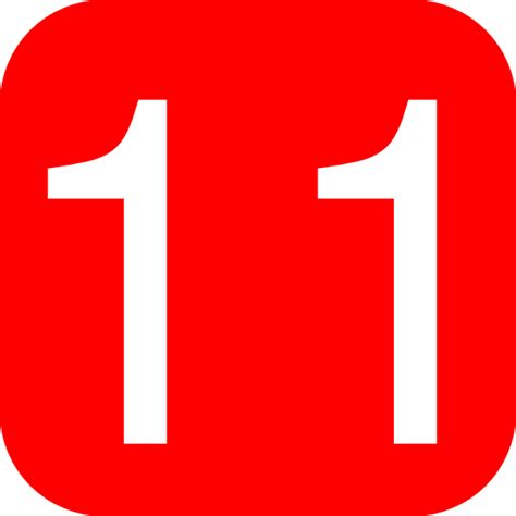 Red, Rounded, Square With Number 11 Clip Art at Clker.com - vector clip ...