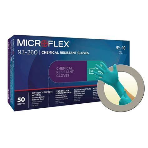 Microflex 93-260 Nitrile and Neoprene Gloves - Disposable, Chemical ...