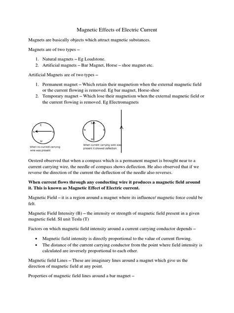 Magnetic Effects of Electric Current | PDF | Magnetic Field | Magnet