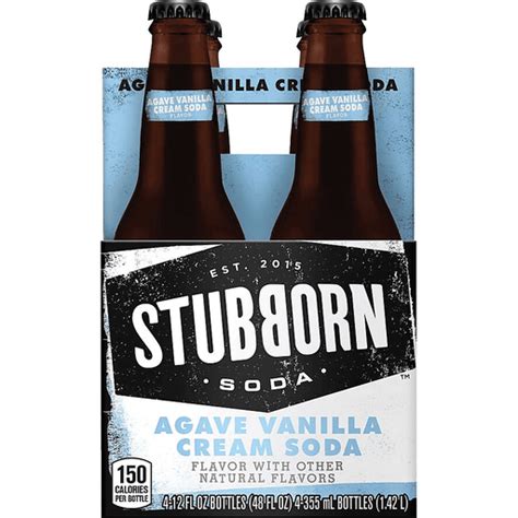 Stubborn Soda Vanilla Agave Cream 12 FL Oz 4 Count Glass Bottles | Soft ...