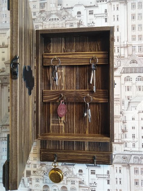 Key box wall-mounted key cabinet wooden key cabinet key holder | Etsy